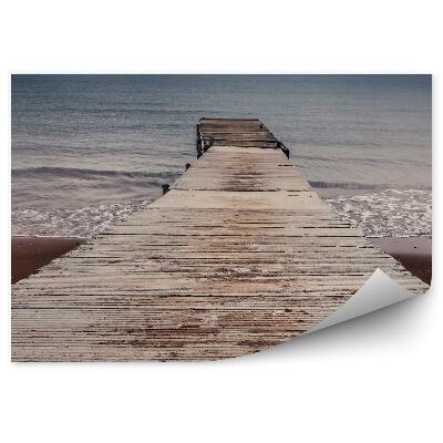 Fototapet perete Dig De Lemn Plajă Ocean Mare Cer Nori