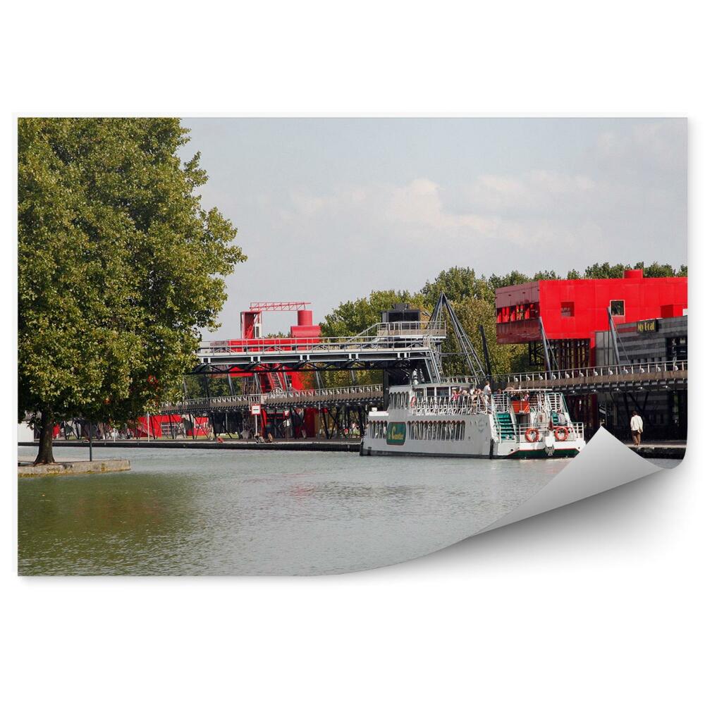 Fototapet La Villette Paris Râu Copaci Cer Nori