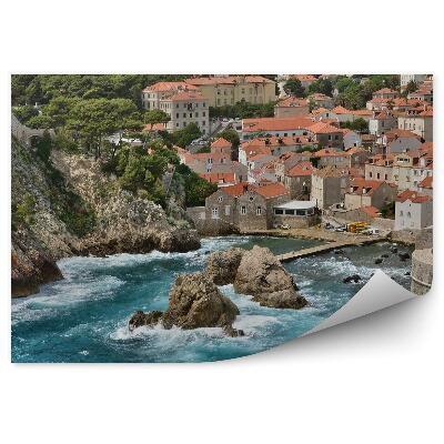 Fototapet pentru perete Orașul vechi din Dubrovnik, țărm, dig, valuri