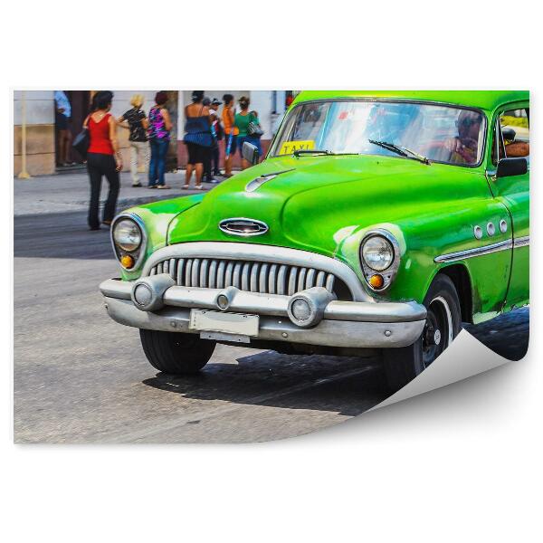 Fototapet Taxi vechi cubanez verde