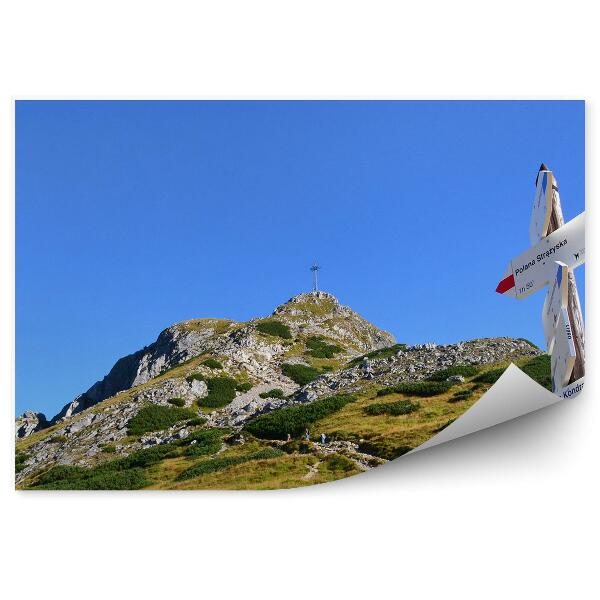 Fototapet vintage Cross Giewont Roci Plante Vedere Munți Tatra Semn Cer