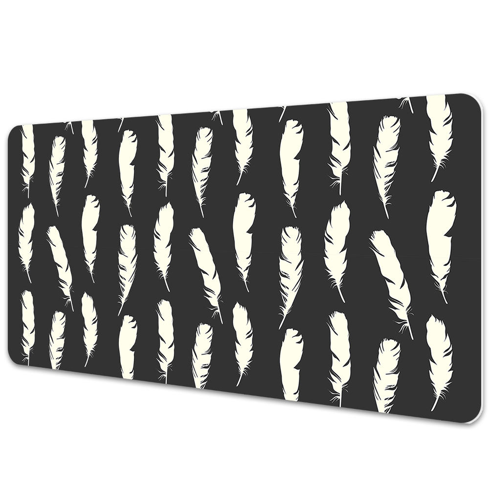 Mapa protectie birou Pene albe pe fundal negru