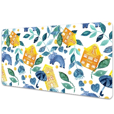 Mapa de birou Hipopotami printre case