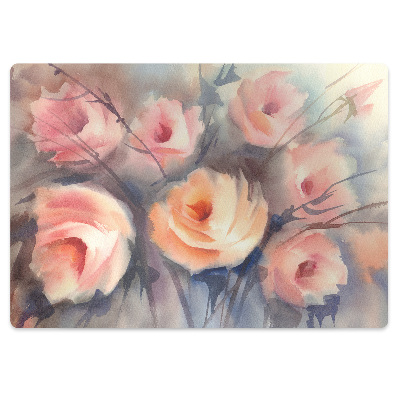 Protectie podea scaun birou Flori de trandafir portocaliu