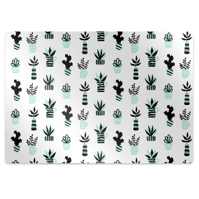 Covoras protectie pardoseala Flori pe fundal negru