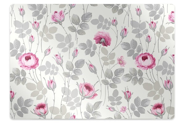 Covoras pentru protectie pardosea Flori de trandafir pastel