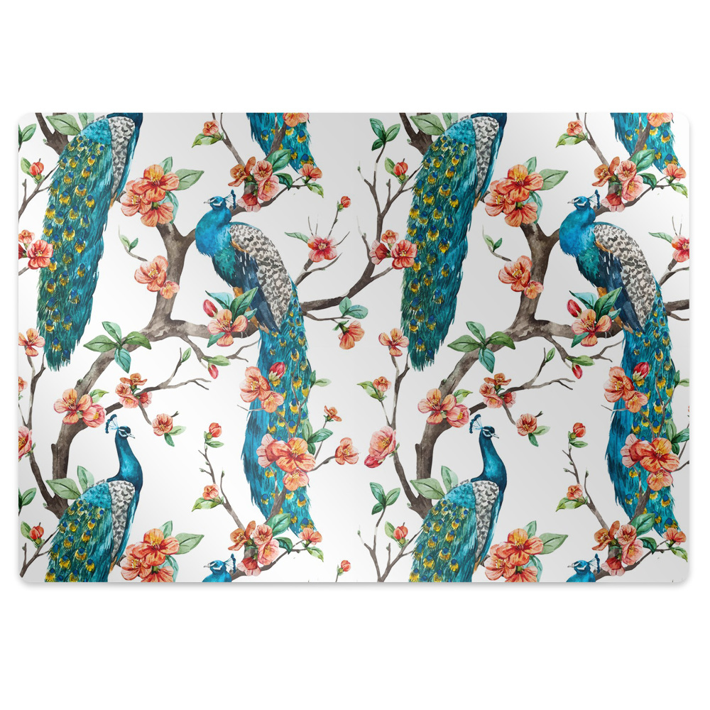 Protectie podea scaun birou Un păun colorat