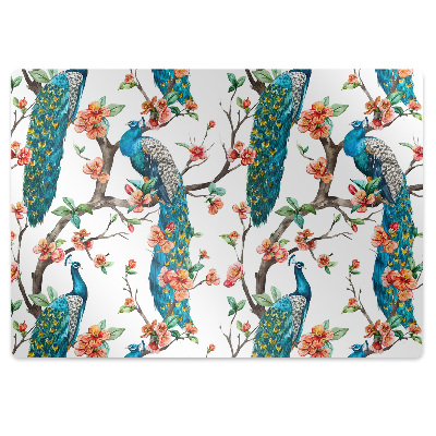 Protectie podea scaun birou Un păun colorat