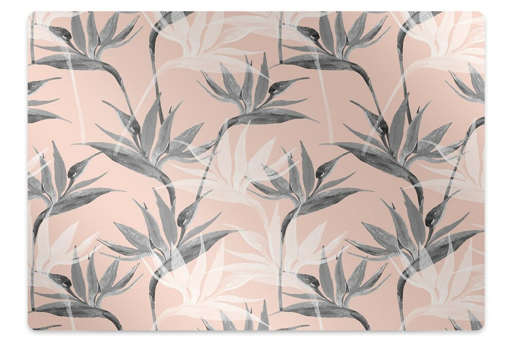 Protectie podea scaun birou Flori alb-negru