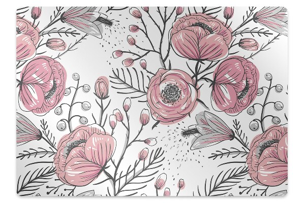 Protectie podea birou Arta flori de trandafir pastel