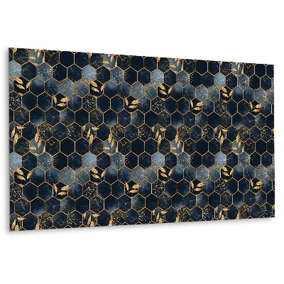 Panou decorativ bucatarie cu un model de frunze și hexagoane