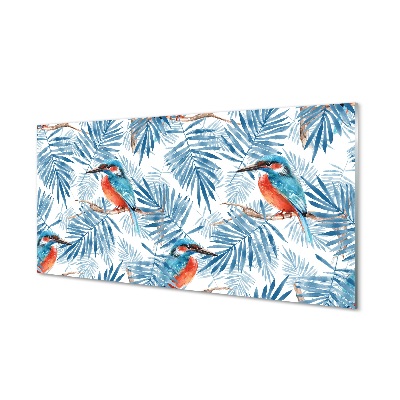 Tablou pe sticlă Pasăre Pictată Pe Un Model De Ramură