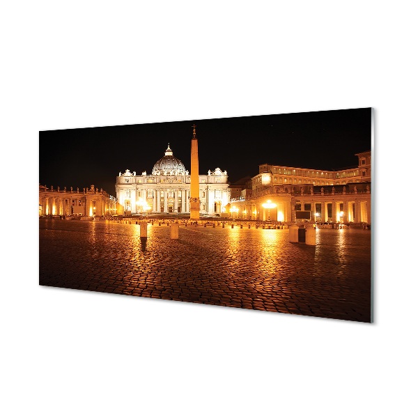 Fotografie imprimată pe sticlă Noapte Din Piața Bazilicii Din Roma