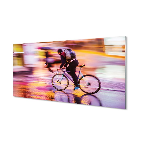 Fotografie imprimată pe sticlă Bărbat Pe O Bicicletă Ușoară