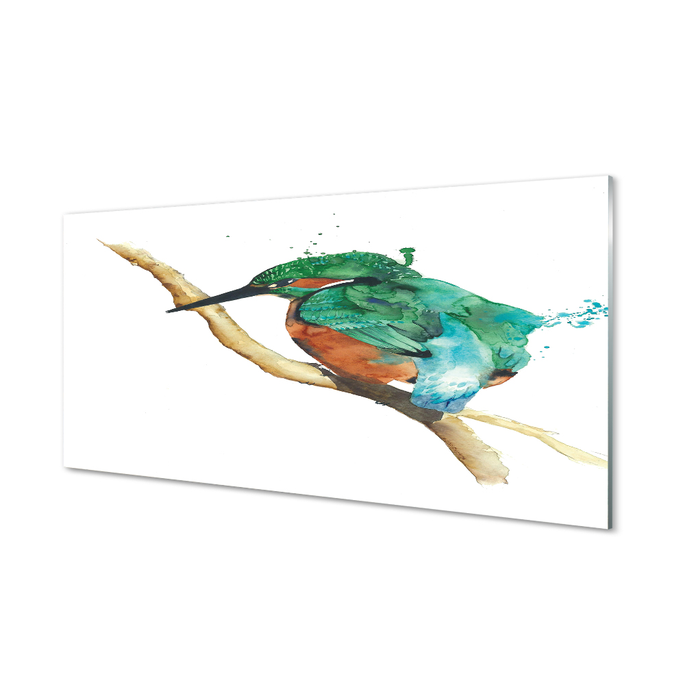 Fotografie imprimată pe sticlă Pasăre Colibri Pictată Cu Acuarele