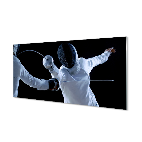 Tablou pe sticlă Fencers Fundal Negru