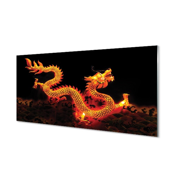 Tablou pe sticlă Dragon Chinezesc De Aur