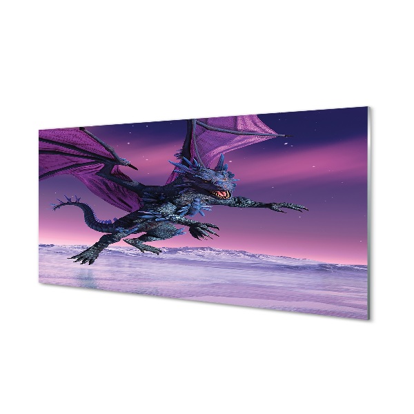 Tablou de sticlă Dragon Colorat Cer Violet