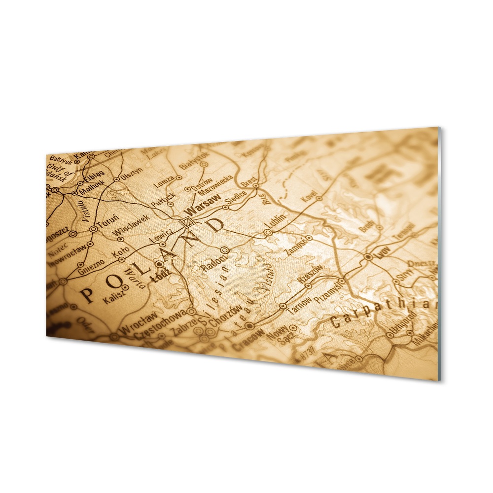 Tablou pe sticlă Harta Poloniei De Epocă