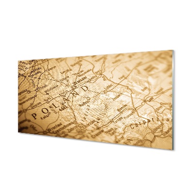 Tablou pe sticlă Harta Poloniei De Epocă