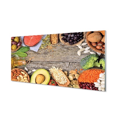 Tablou din sticlă Fasole Broccoli Nuci Avocado