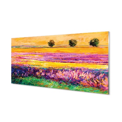 Tablou din sticlă Poza Câmpului Cerului Copacilor