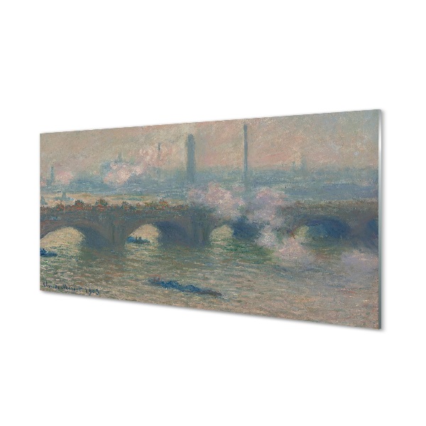 Tablou de sticlă Claude Monet - Podul Waterloo - O Zi Înnorată