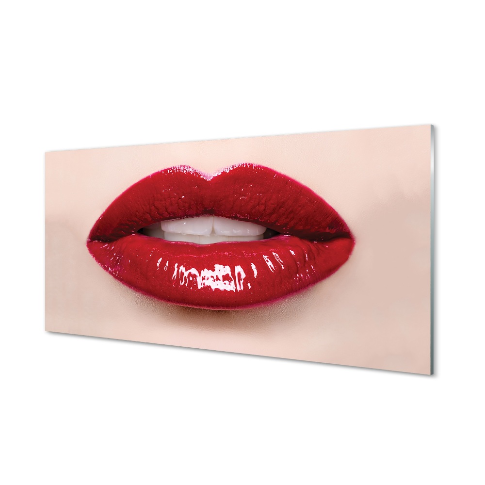 Tablou pe sticlă Buze Roșii Dinți Albi