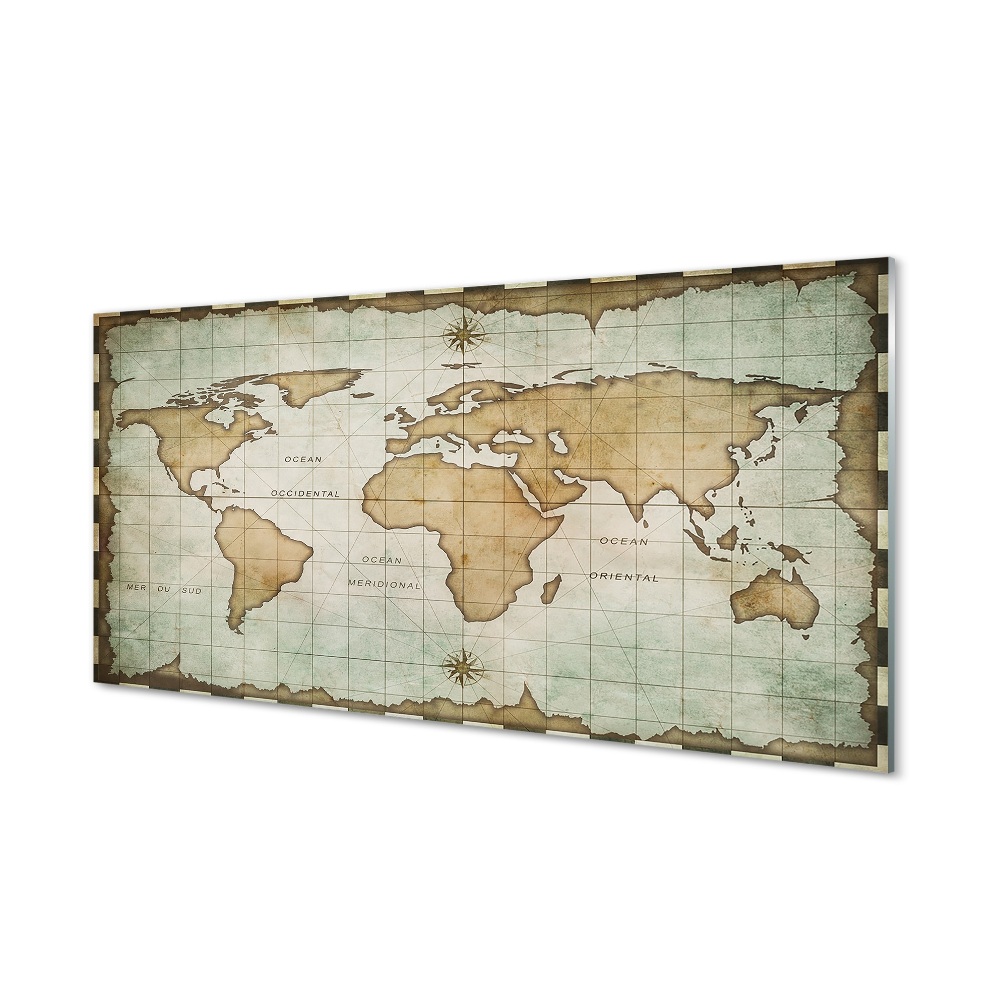 Tablou printat pe sticlă Harta Lumii Margini Întunecate
