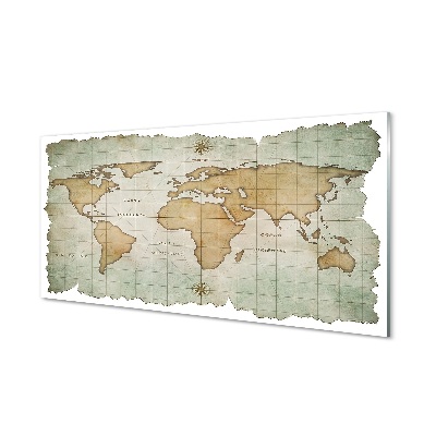 Fotografie imprimată pe sticlă Harta Lumii Cu Marginea Ușoară