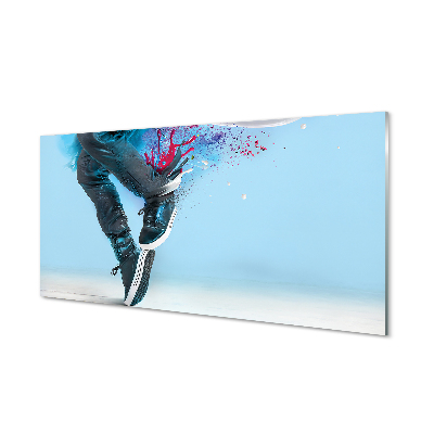 Fotografie imprimată pe sticlă Picioare Pantofi Sport Pete De Vopsea