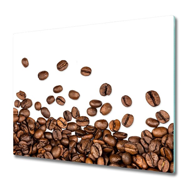 Tocător de bucătărie Boabe de cafea pe fond alb