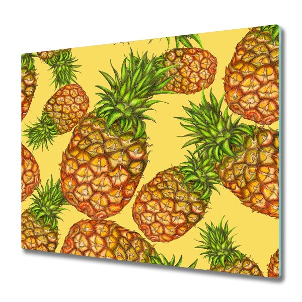 Tocător din sticlă Ananas pe un fundal galben