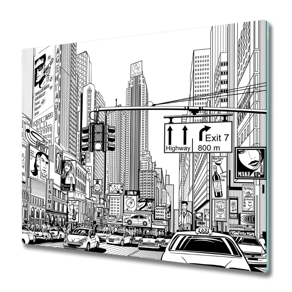 Tocător din sticlă Strada desenată din New York