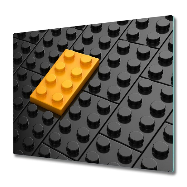 Tocător din sticlă Bloc lego galben