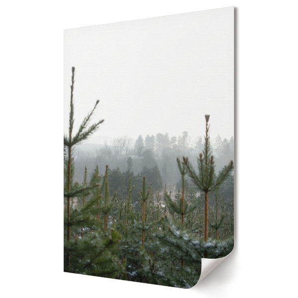 Grafică murală pe pânză Peisaj de pădure de iarnă în ceață