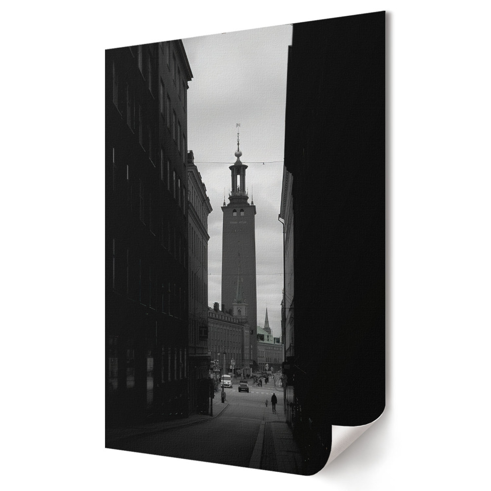 Poster de perete Peisaj urban de iarnă în monocrom