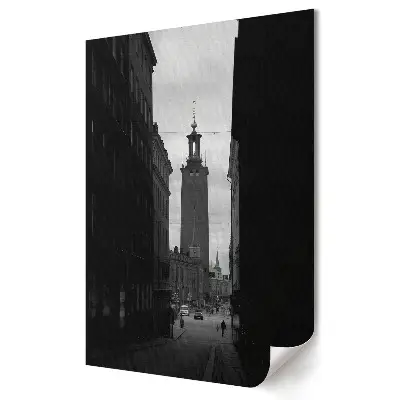 Poster de perete cu peisaj urban de iarnă în stil monocrom