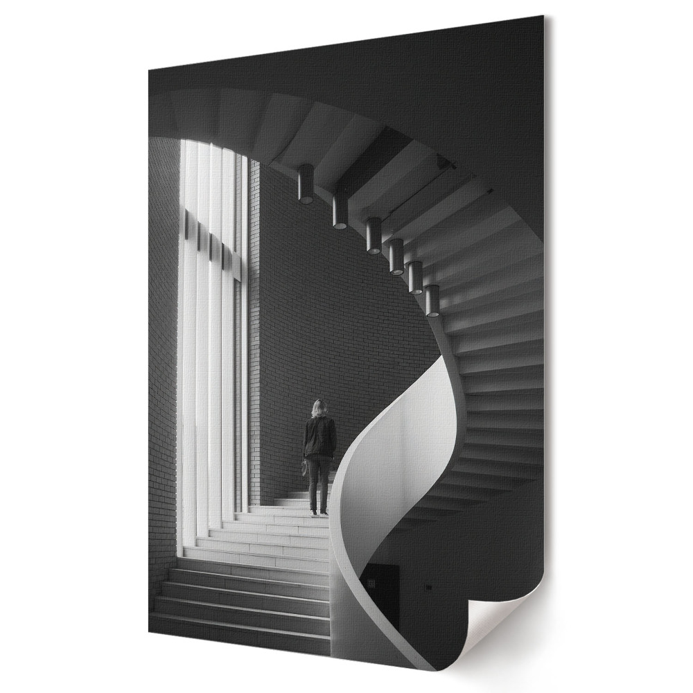 Poster decorativ Eleganța unei scări în spirală monocrome