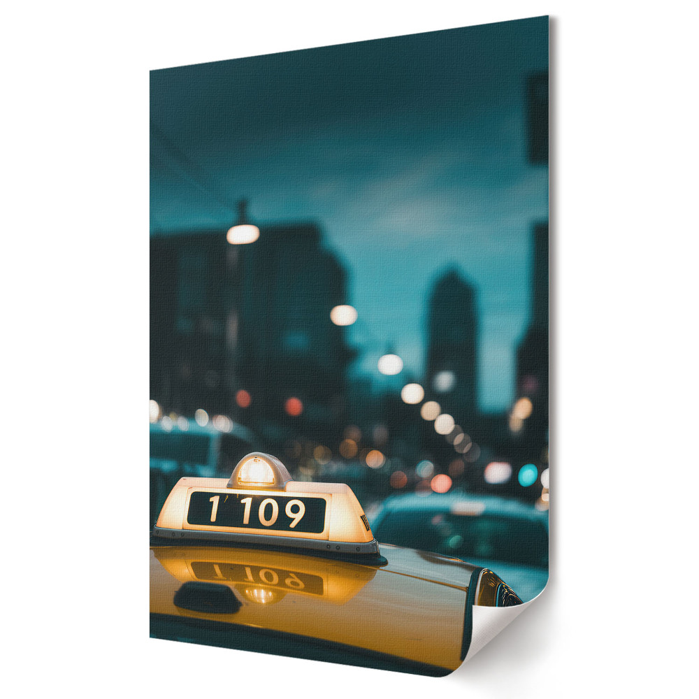 Poster decorativ Oraș noaptea: Taxi în strălucire