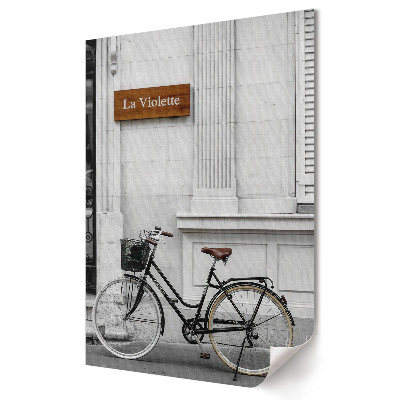 Grafică murală pe pânză Farmecul străzii franceze cu bicicleta