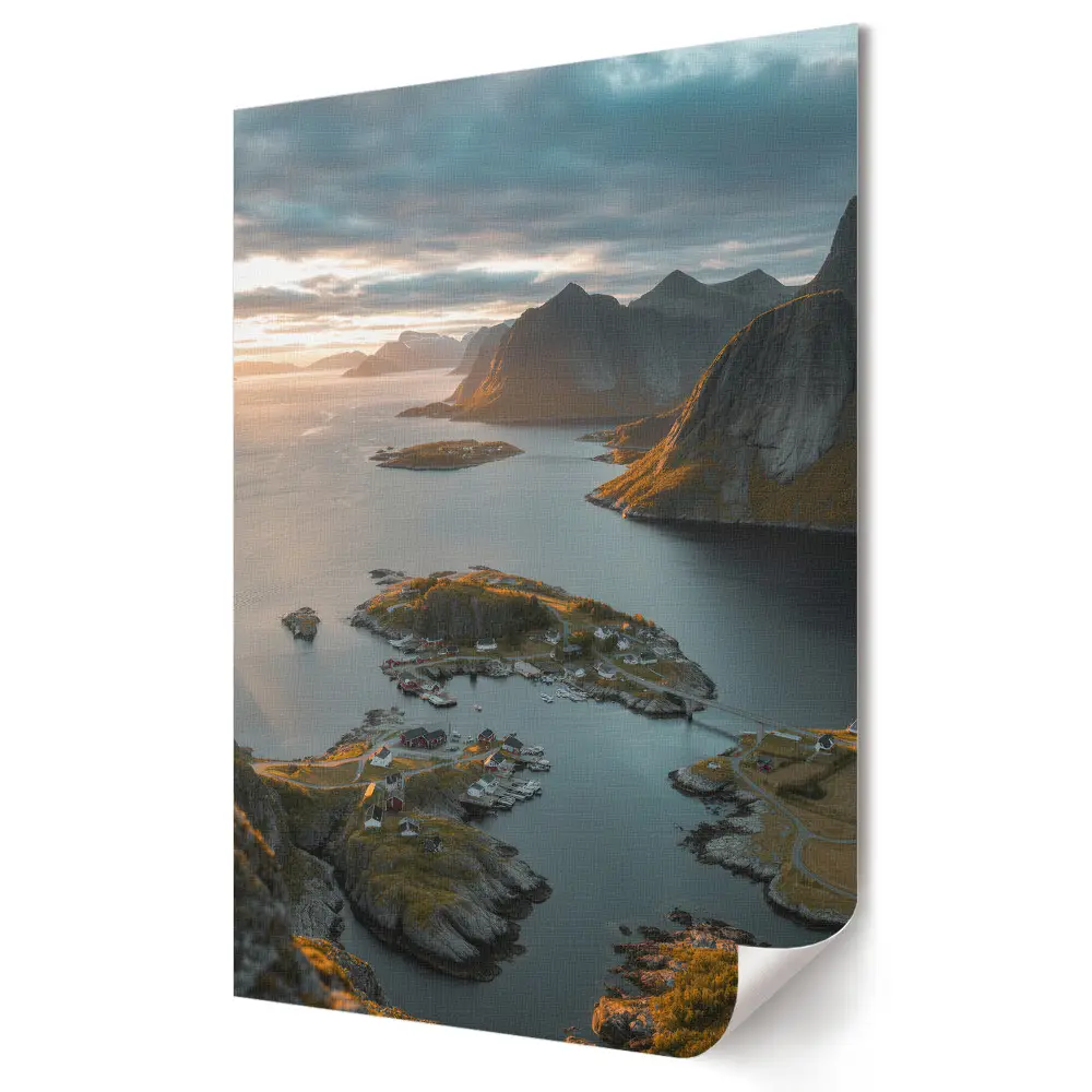 Tablou canvas cu peisaj de fiord la apus