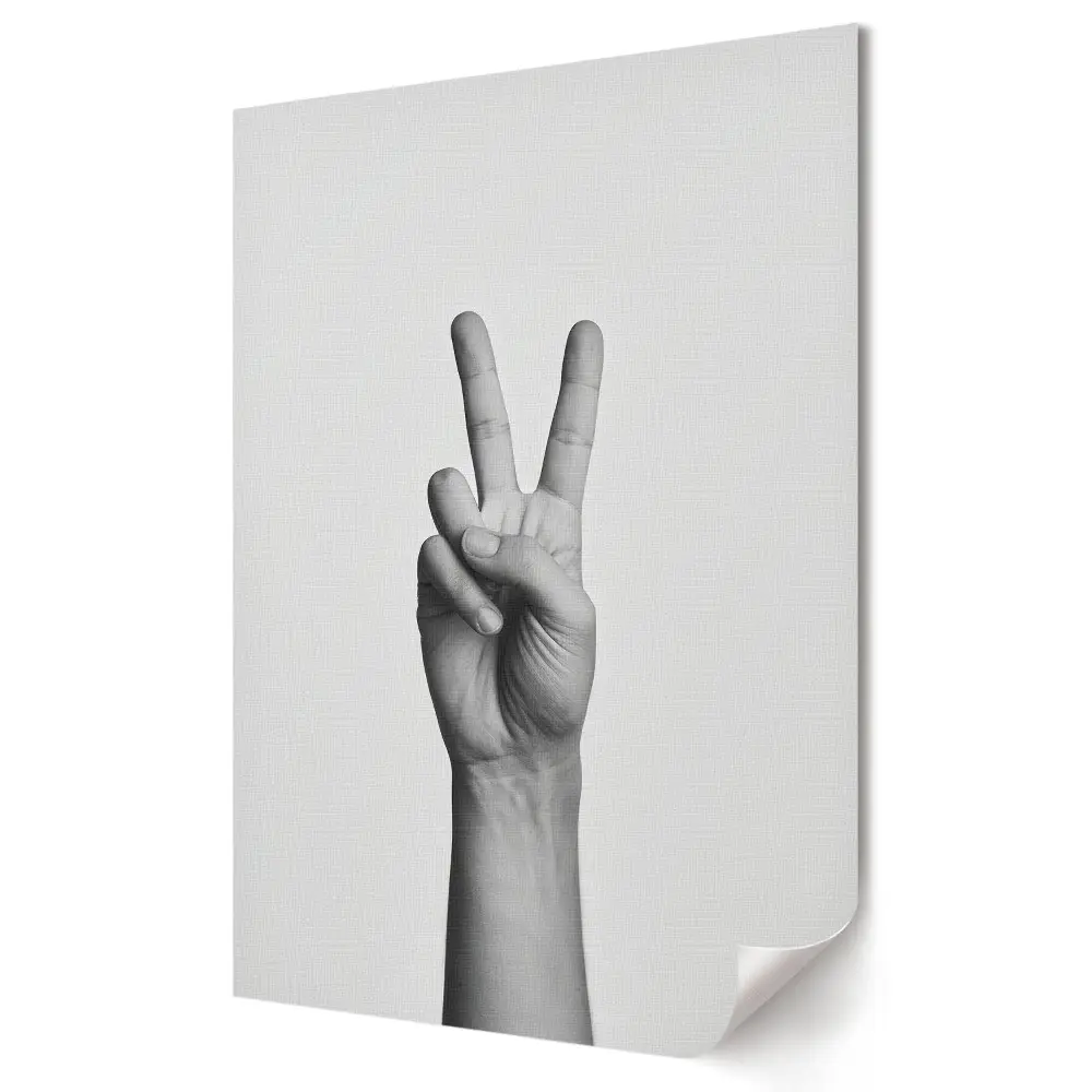 Tablou canvas cu grafică murală reprezentând simbolul păcii și gestul mâinii pentru victorie