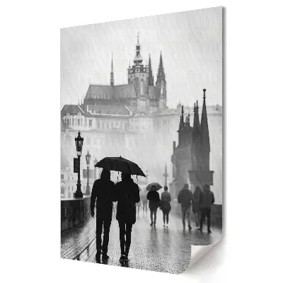 Tablou canvas O plimbare romantică în Praga ploioasă