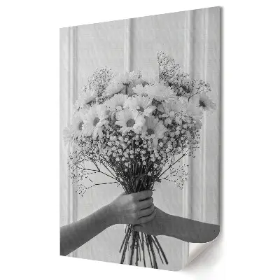 Tablou canvas cu grafică murală Eleganța florilor în alb și negru
