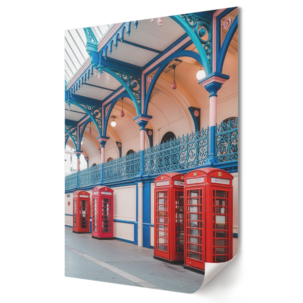 Poster decorativ Cabine telefonice colorate în Londra