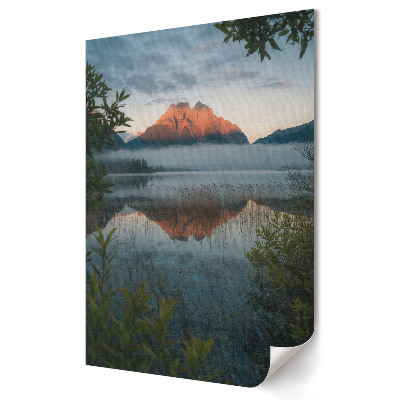 Grafică murală pe pânză O dimineață liniștită la lacul de munte