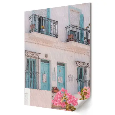 Tablou canvas cu grafică murală Balcoane albastre fermecătoare