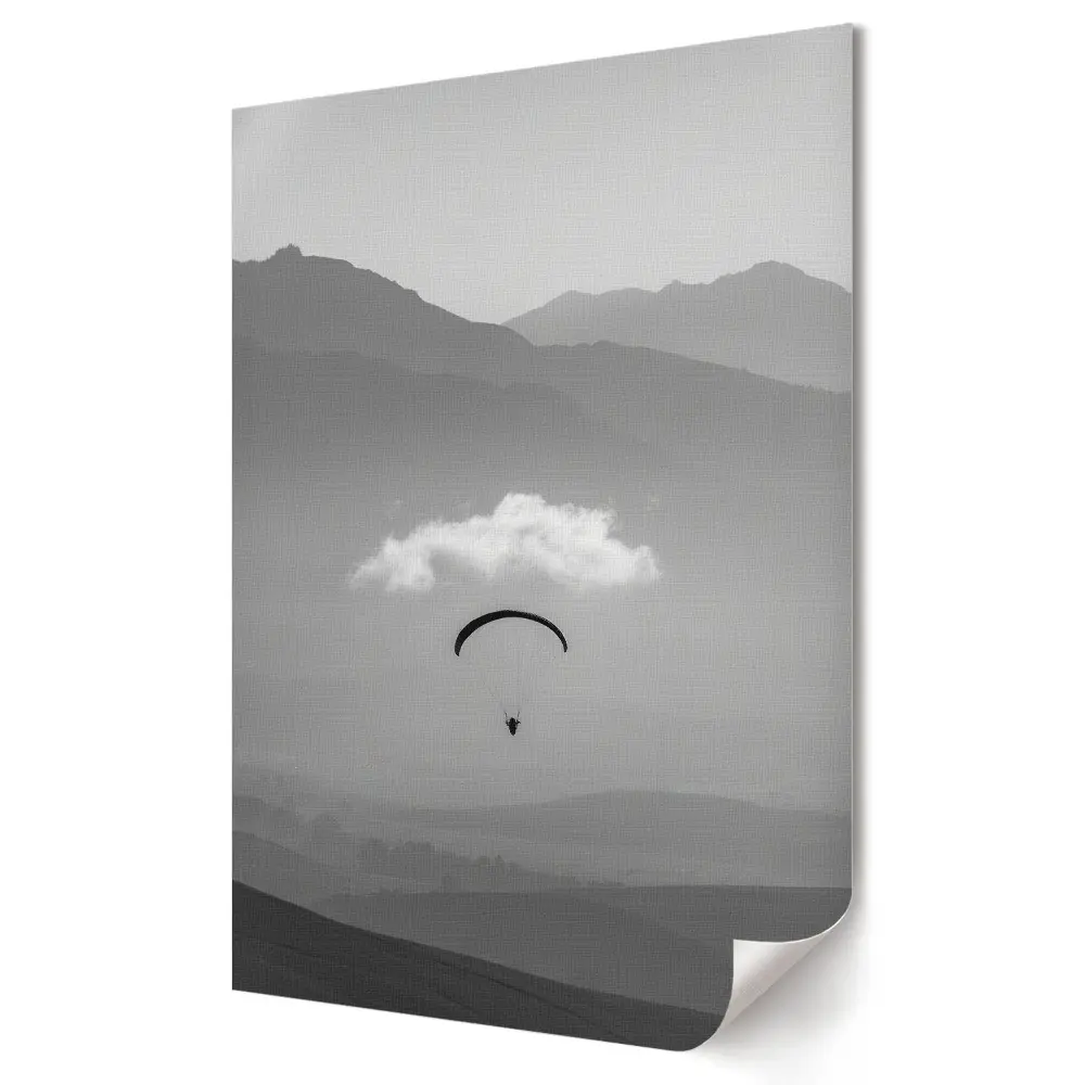 Tablou canvas Zburând printre nori O aventură alb-negru