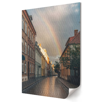 Grafică murală pe pânză O stradă fermecătoare sub curcubeu